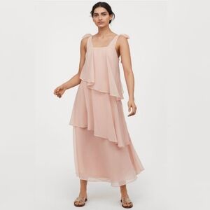 H&M Powder Pink Tiered Maxi Dress
